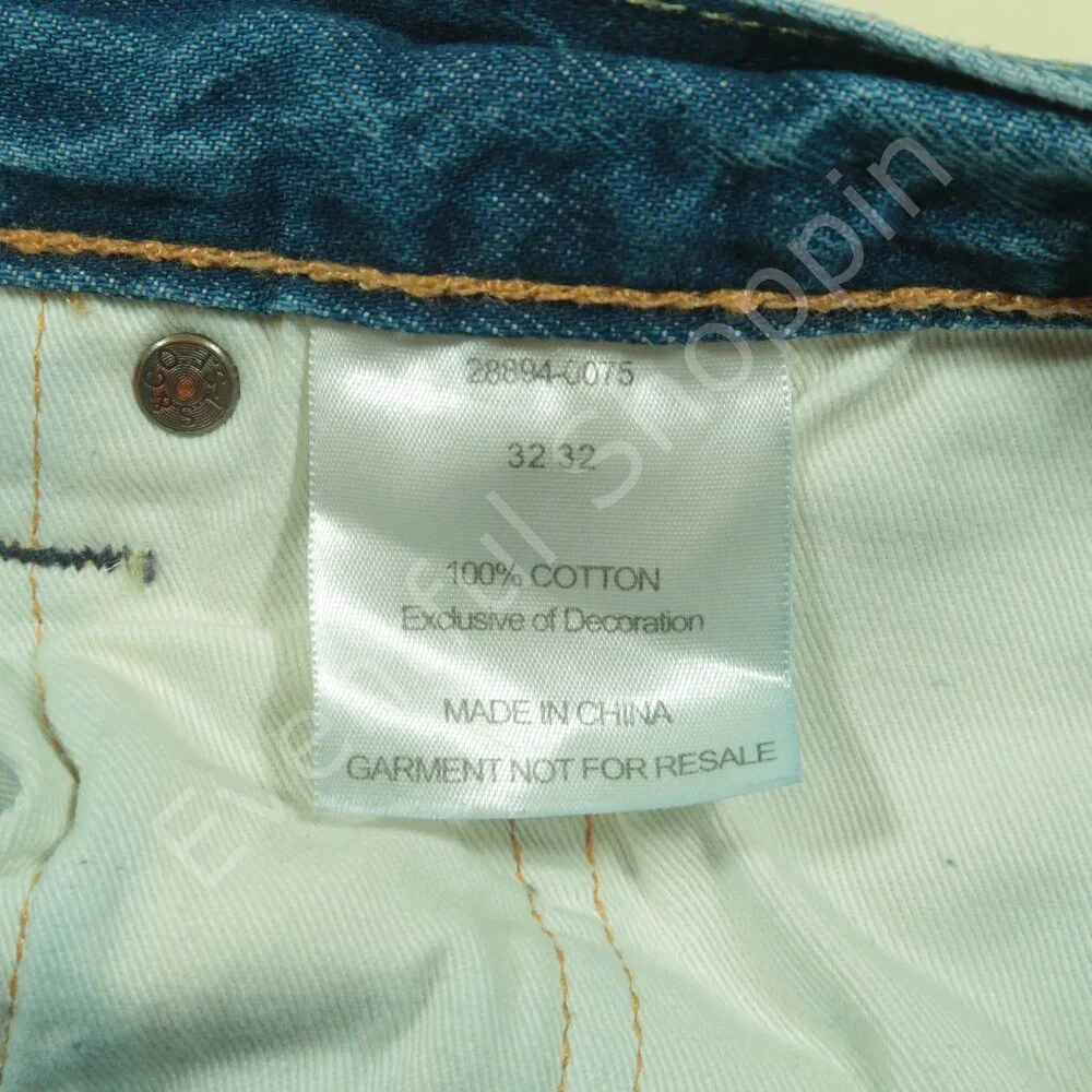 Levis 501 CT Selvedge Jeans Mens 32 Blue Ripped Patched Repaired Denim